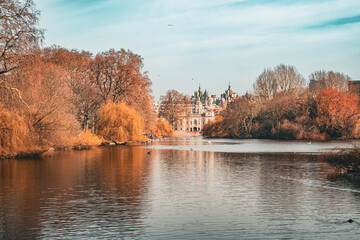 autumn landscape with lake and trees
