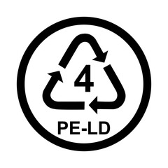 Plastic symbol, ecology recycling sign isolated on white background. Package waste icon