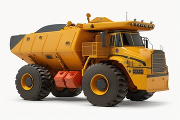 Obraz na płótnie Canvas Heavier than normal yellow mining vehicle on a white background. Generative AI