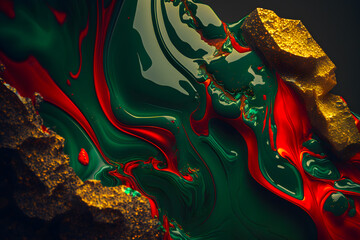 Malachite green red gold mineral gemstone texture,malachite background,green background. Generative AI - obrazy, fototapety, plakaty