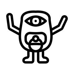 baby monster alien line icon vector illustration