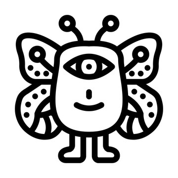 one-eyed butterfly creature outline