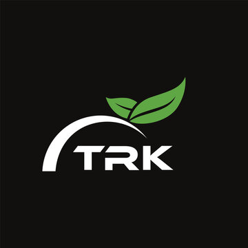 TRK letter nature logo design on black background. TRK creative initials letter leaf logo concept. TRK letter design.