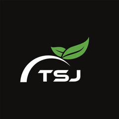 TSJ letter nature logo design on black background. TSJ creative initials letter leaf logo concept. TSJ letter design.
