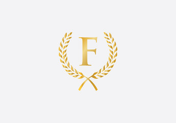 Laurel wreath logo and laurel wreath circle leaf icon design with letters. Laurel wreath leaf circle favicon and icon