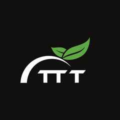 TTR letter nature logo design on black background. TTR creative initials letter leaf logo concept. TTR letter design.