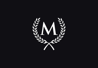 Laurel wreath logo and laurel wreath circle leaf icon design with letters. Laurel wreath leaf circle favicon and icon