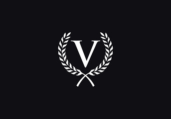 Laurel wreath logo and laurel wreath circle leaf icon design with letters. Laurel wreath leaf circle favicon and icon