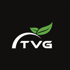 TVG letter nature logo design on black background. TVG creative initials letter leaf logo concept. TVG letter design.