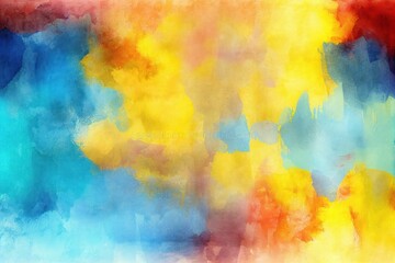 Red Blue Yellow Watercolor Background, Abstract Artistic Backdrop, Generative AI