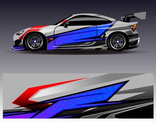 Car wrap design vector. Graphic abstract stripe racing background kit designs for wrap vehicle  race car  rally  adventure and livery
