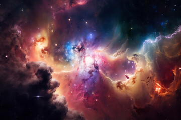 Obraz na płótnie Canvas Stunning nebula and galaxy background in outer space, Generative Ai