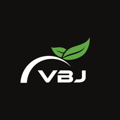 VBJ letter nature logo design on black background. VBJ creative initials letter leaf logo concept. VBJ letter design.