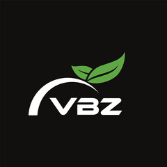 VBZ letter nature logo design on black background. VBZ creative initials letter leaf logo concept. VBZ letter design.