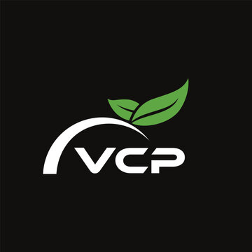 VCP letter nature logo design on black background. VCP creative initials letter leaf logo concept. VCP letter design.