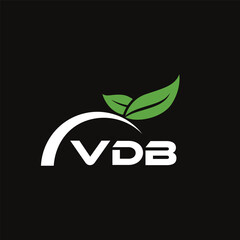 VDB letter nature logo design on black background. VDB creative initials letter leaf logo concept. VDB letter design.