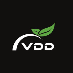VDD letter nature logo design on black background. VDD creative initials letter leaf logo concept. VDD letter design.