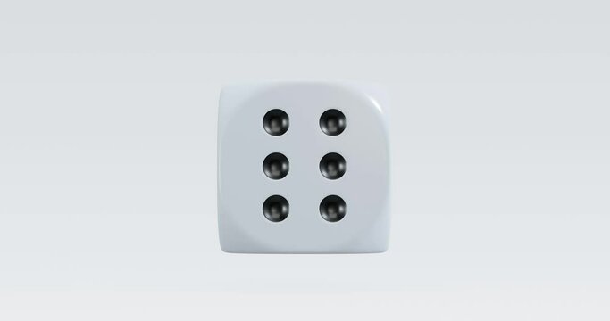 3d render of isolated spinning or rotating dice for casino or gambling concept.