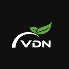 VDN letter nature logo design on black background. VDN creative initials letter leaf logo concept. VDN letter design.