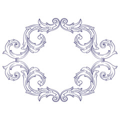 Border and Frame with baroque style. Ornament elements for your design. Black and white color. Floral engraving decoration for postcards or invitations for social media.