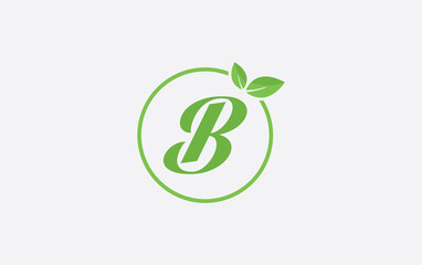 Fresh green leaf logo and nature healthy leaf logo circle design with the letters and alphabets