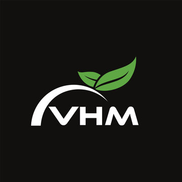 VHM letter nature logo design on black background. VHM creative initials letter leaf logo concept. VHM letter design.