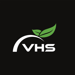 VHS letter nature logo design on black background. VHS creative initials letter leaf logo concept. VHS letter design.