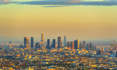 Spectacular Sunset View of Los Angeles Downtown