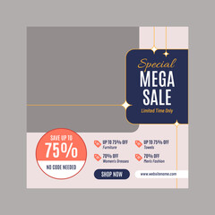 Fashion mega sale or promotion social media banner template