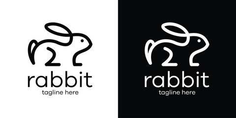logo design creative line illustration rabbit icon vector