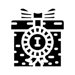 Fototapeta premium prize gift box glyph icon vector illustration