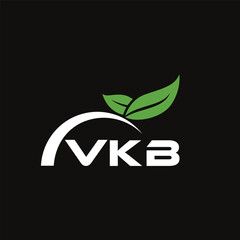 VKB letter nature logo design on black background. VKB creative initials letter leaf logo concept. VKB letter design.