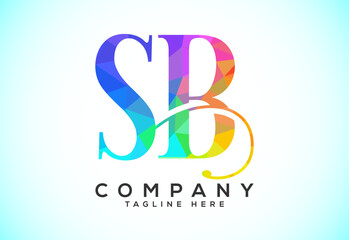 Polygonal Letter S B Logo Design Vector Template. Graphic Alphabet Symbol For Corporate Business Identity