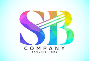 Polygonal Letter S B Logo Design Vector Template. Graphic Alphabet Symbol For Corporate Business Identity