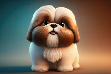 Cute shih tzu dog character. Generative AI
