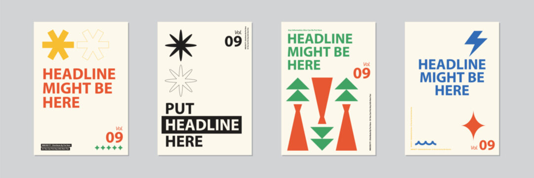 film or events poster layout design set, Abstract shape element graphic gradient circle shape on cover book or magazine cover. Minimal elegant edgy brochure modern flyers template, a5 a4 a3 a6 size 