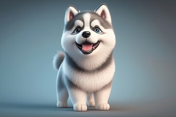 Cute siberian husky dog character. Generative AI