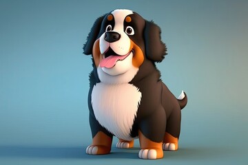 Cute bernese mountain dog character. Generative AI - obrazy, fototapety, plakaty