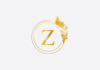 Golden leaf and circle logo design. Golden beauty and business symbol and alphabets design