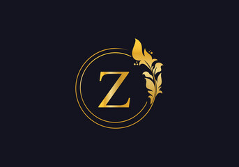 Golden leaf and circle logo design. Golden beauty and business symbol and alphabets design