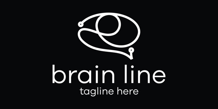 logo design line illustration brain