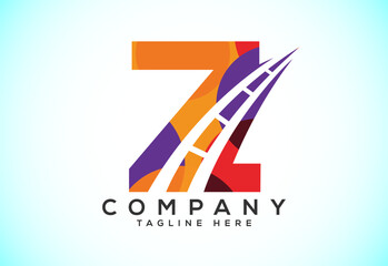 Letter Z with road logo sing. Polygonal style logo for highway maintenance and construction.