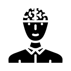 head brain human glyph icon vector illustration