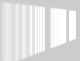 Realistic PNG long shadow overlay effect of window isolated on transparent background. Abstract silhouette soft blurry shadow of vertical blinds on wall. Sun light shade. Cut out scene of lighting