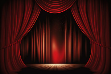 red stage curtains.Generative Ai