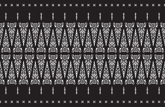 Malay Riau Batik Songket, Weaving Corak Motif Pucuk Rebung, Melayu patterns background, Traditional Classic handwoven black with white threads vector