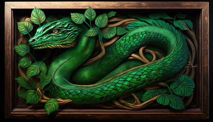 Green snake wallpaper decoration