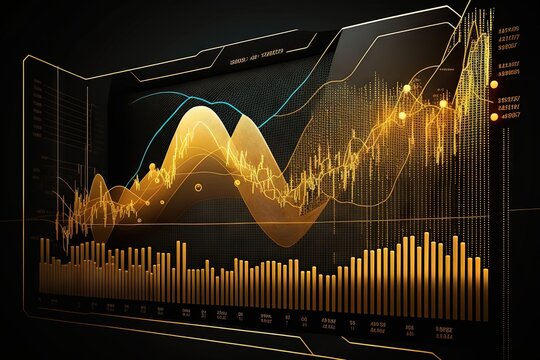 Gold Trade Chart Stock Analysis On Growth Financial . AI Generated Art Illustration.