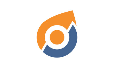 o, water drop, orange, blue, icon, symbol, abstrac, location, company, target, ball, circle, letter o, logo, polygon, growth