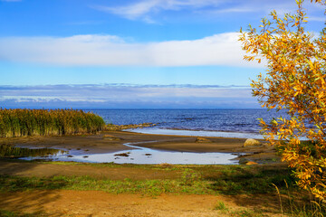 Lake Ladoga in Russia in autumn.